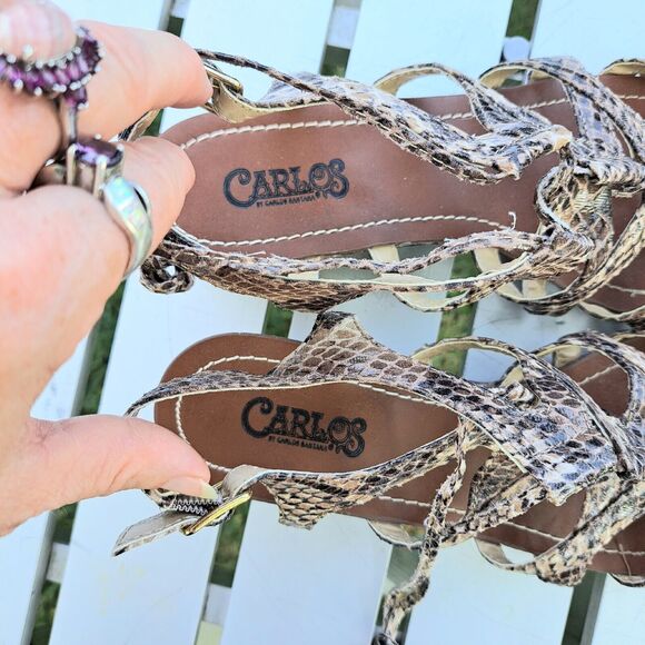 CARLOS SANTANA KIARA2 STRAPPY SANDALS WOMENS SIZE 6.5M SNAKESKIN SLINGBACKS CUTE - Picture 5 of 9
